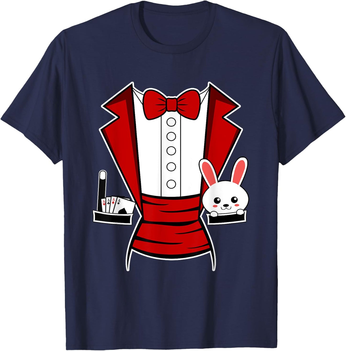 Kids Adult Halloween Magician Costume Tuxedo Magic Show Men T-Shirt - T-Shirt | Navy