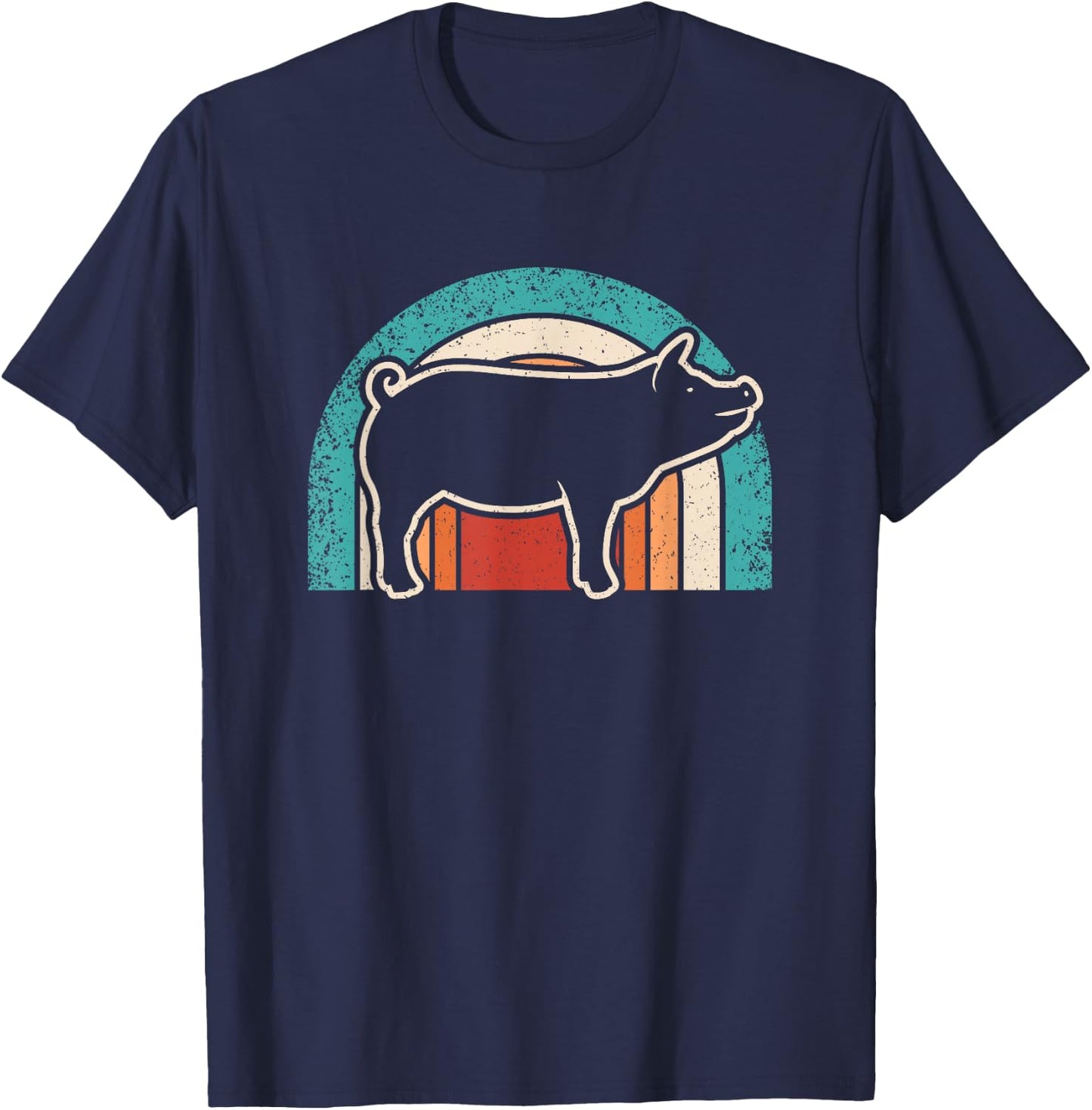 Retro Pig Lover Farmer Farming Men Women Kids T-Shirt - T-Shirt | Navy