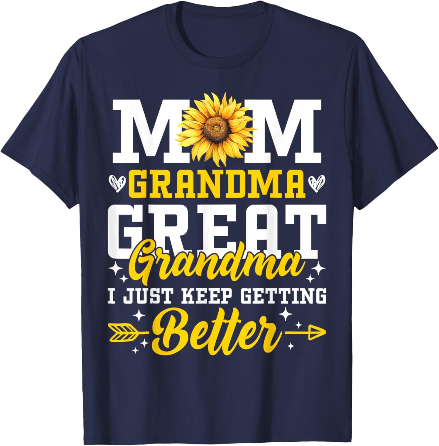 Mom Grandma Great Grandma Mother's Day 2025 Sunflower Women T-Shirt - T-Shirt | Navy