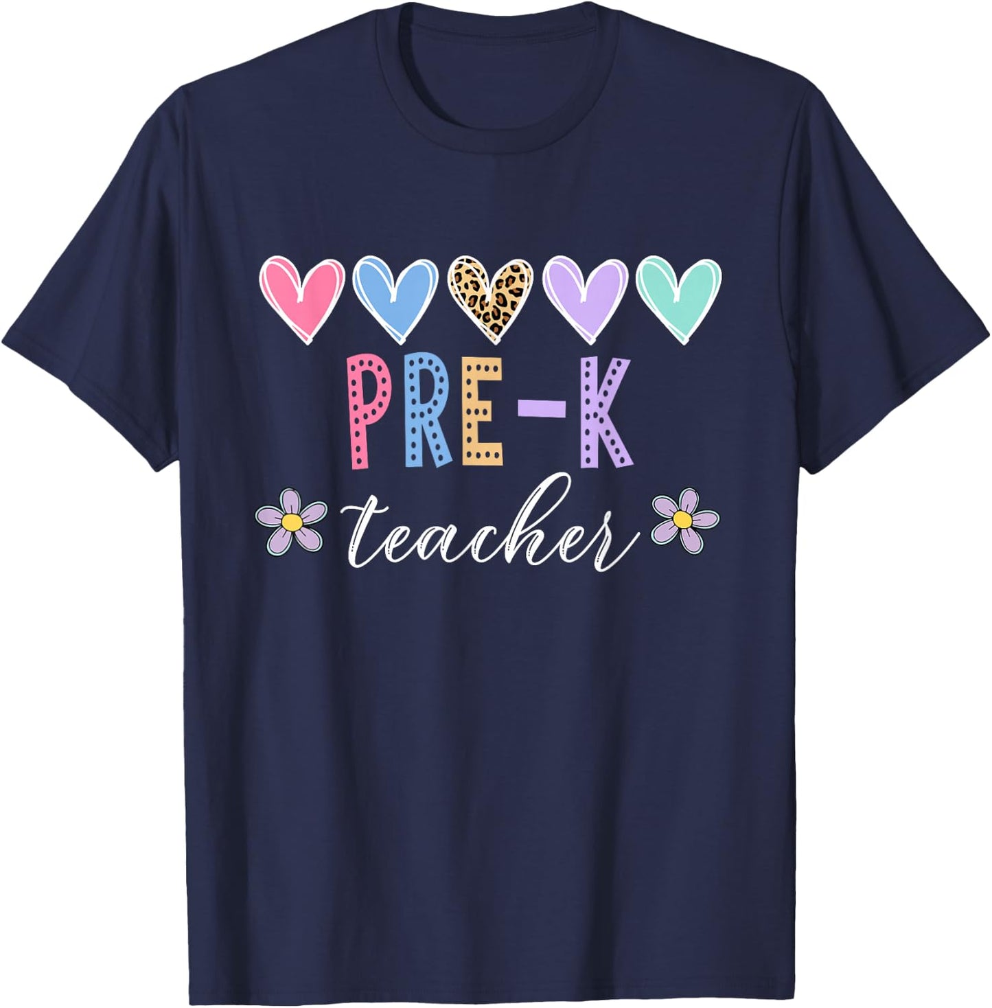Pre K Teacher Leopard Back To School Teacher 2024 T-Shirt - T-Shirt | Navy