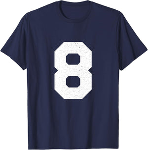 Numéro 8 en Jersey Uniforme Universitaire numéro 8, 8e Anniversaire Huit Haut de Gamme T-Shirt - T-Shirt | Navy