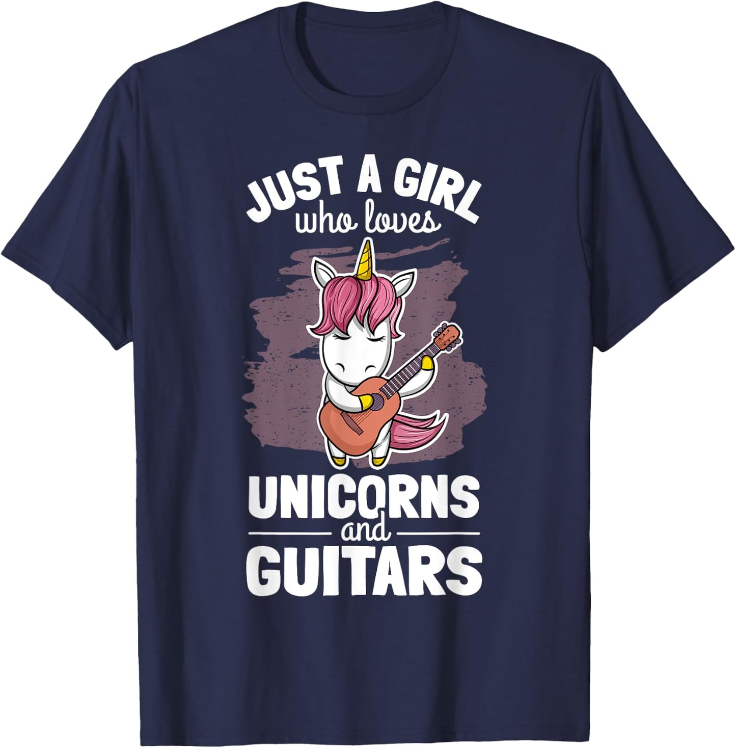 Cute Unicorn Guitar Player Woman Magical Girl Guitarist T-Shirt - T-Shirt | Navy
