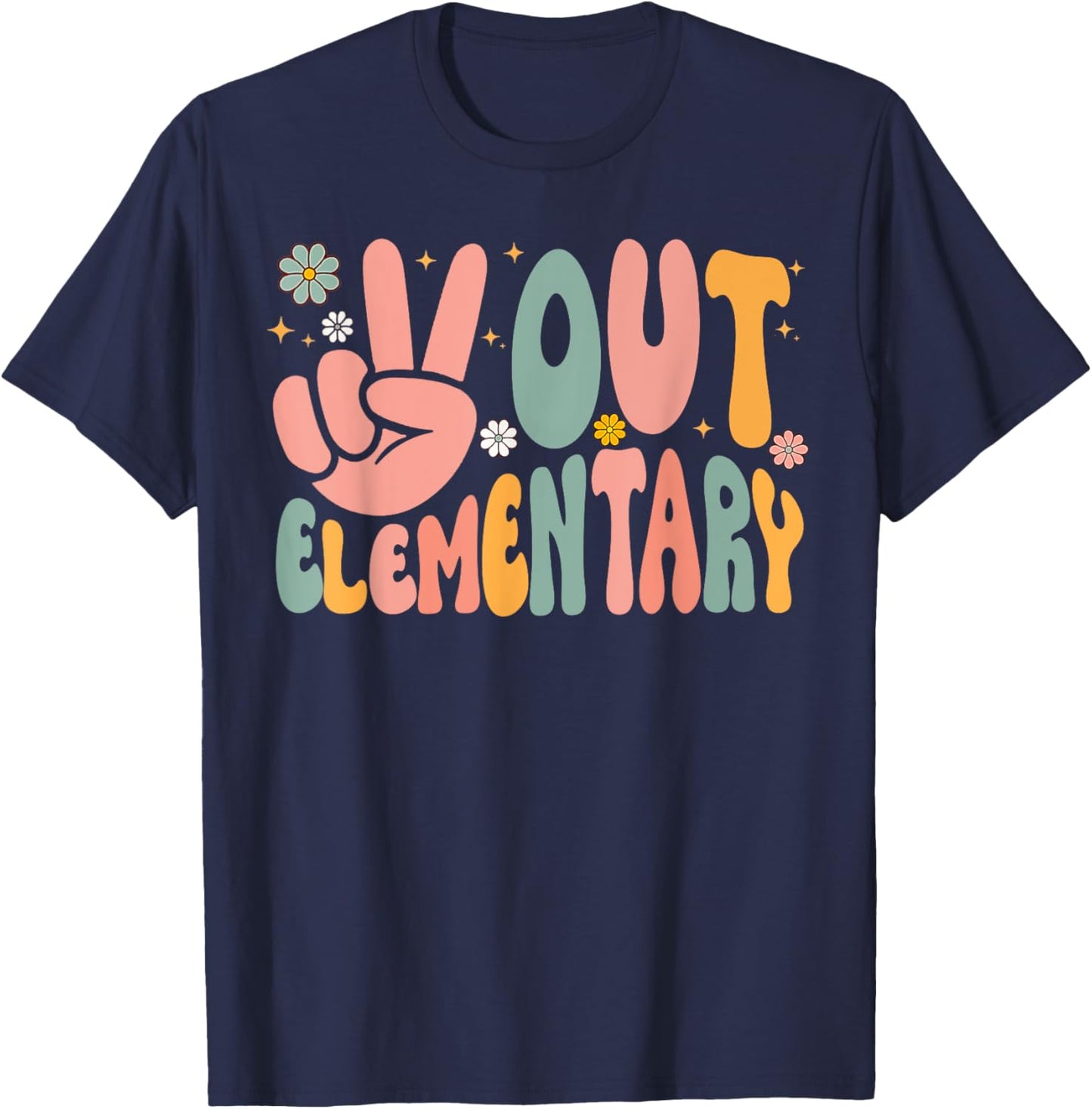 Peace Out Elementary Last Day of School Elementary Graduate T-Shirt - T-Shirt | Navy