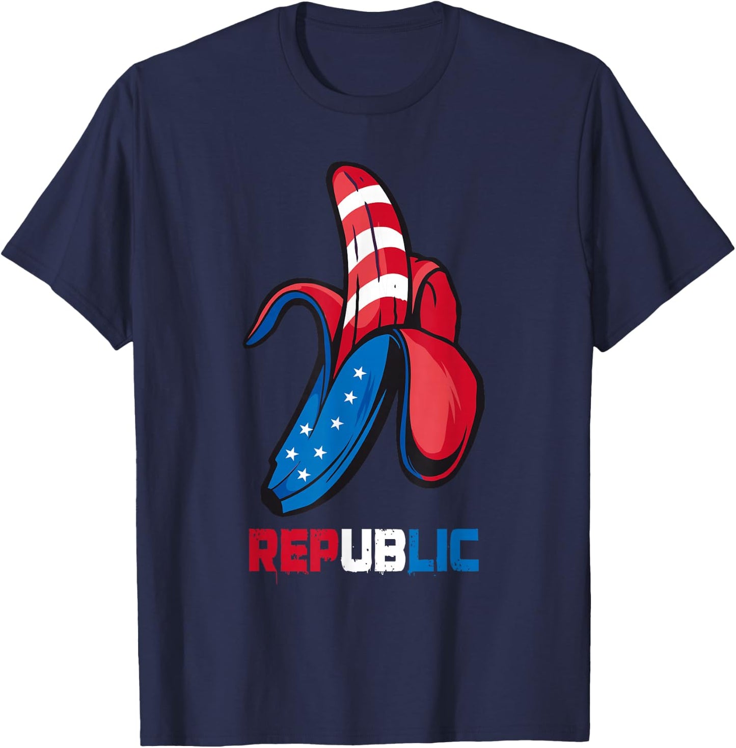 Banana US Flag Patriot America Party Funny Fruit Republic T-Shirt - T-Shirt | Navy