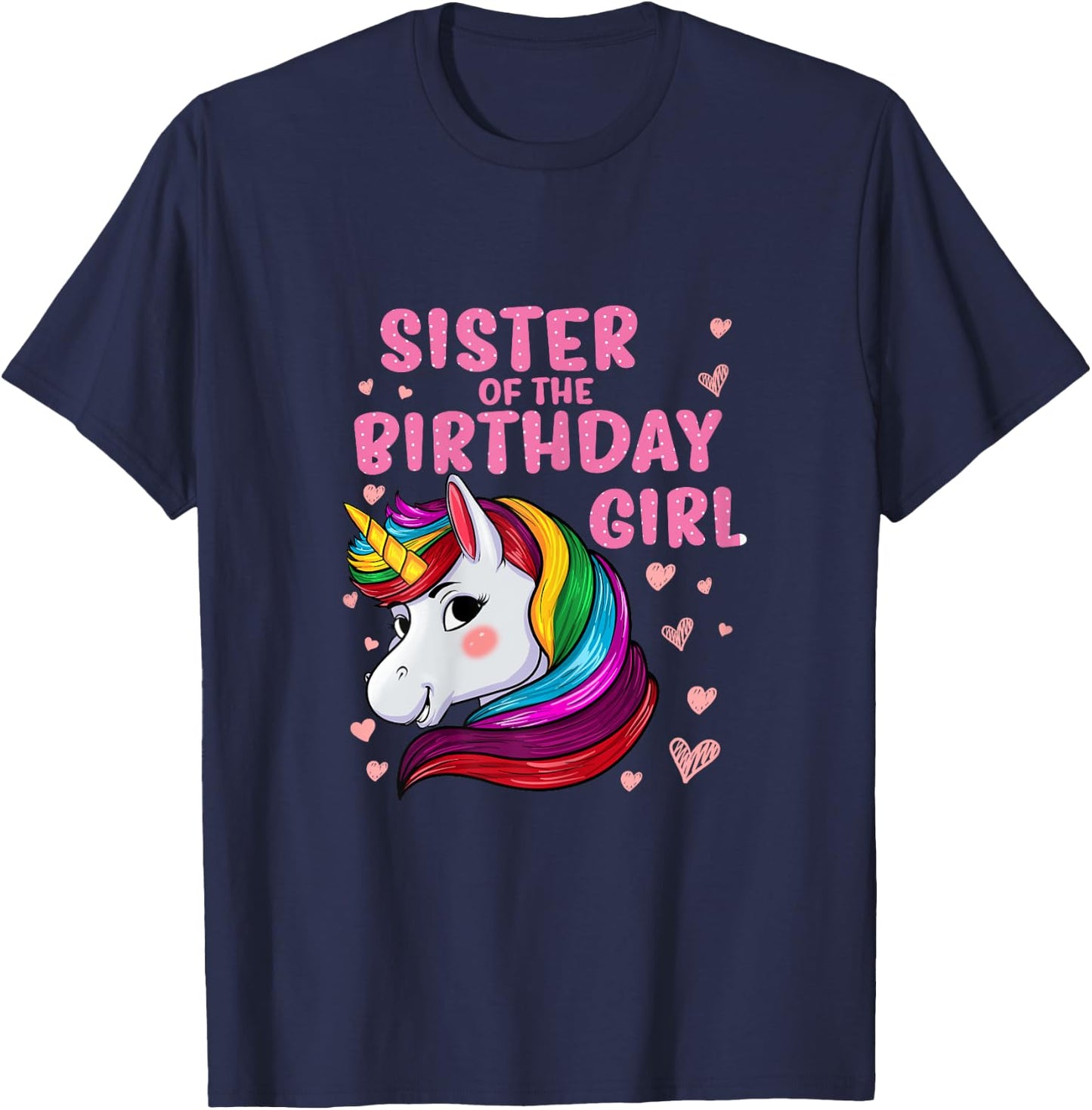 Unicorn Sister Of The Birthday Girl T-Shirt - T-Shirt | Navy