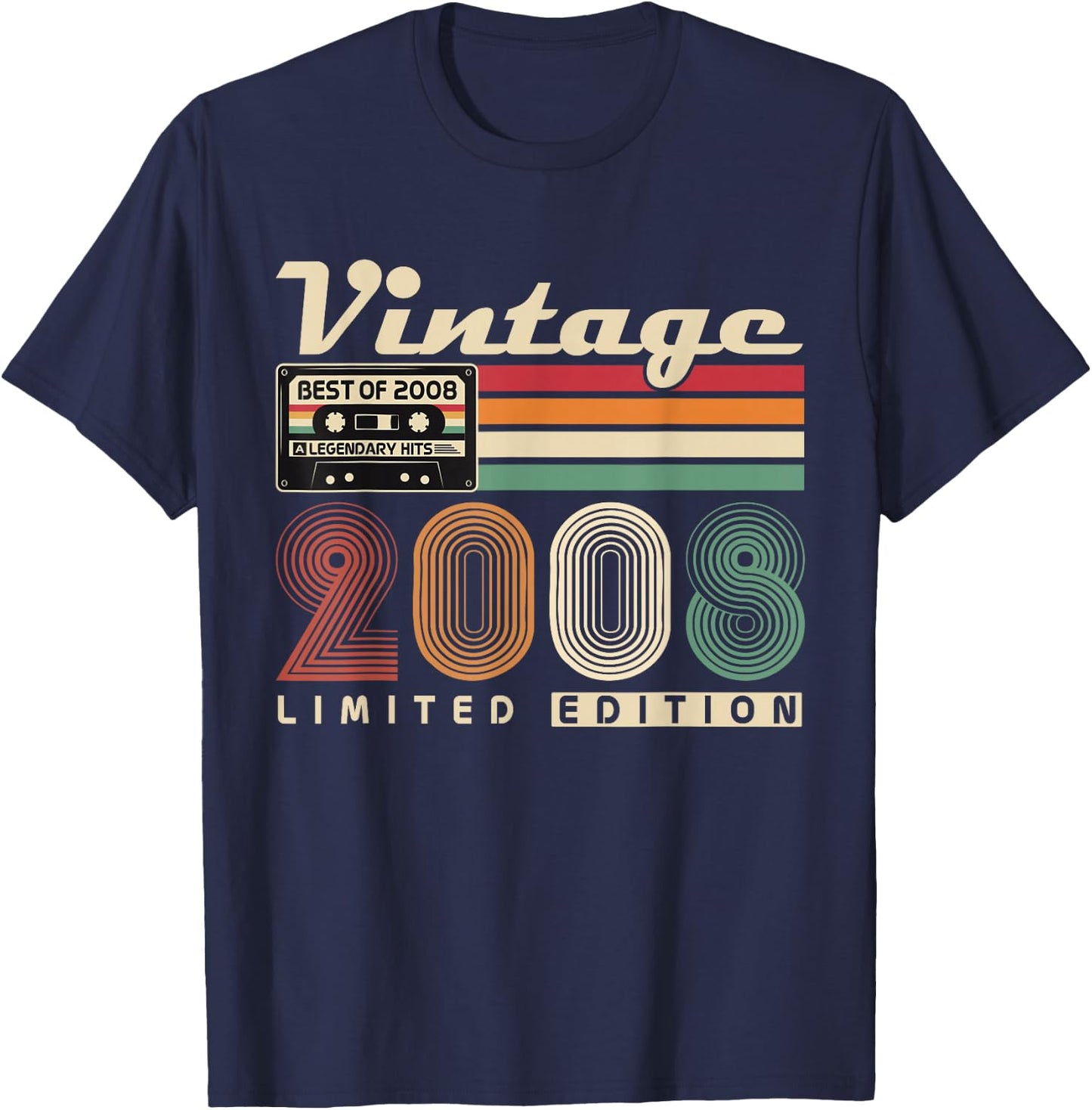 Vintage 2008 Rétro Cadeau 18 Ans Anniversaire Garçons Filles T-Shirt - T-Shirt | Navy