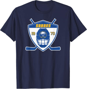 Buffalo Sabres Shield Black Officially Licensed T-Shirt - T-Shirt | Navy