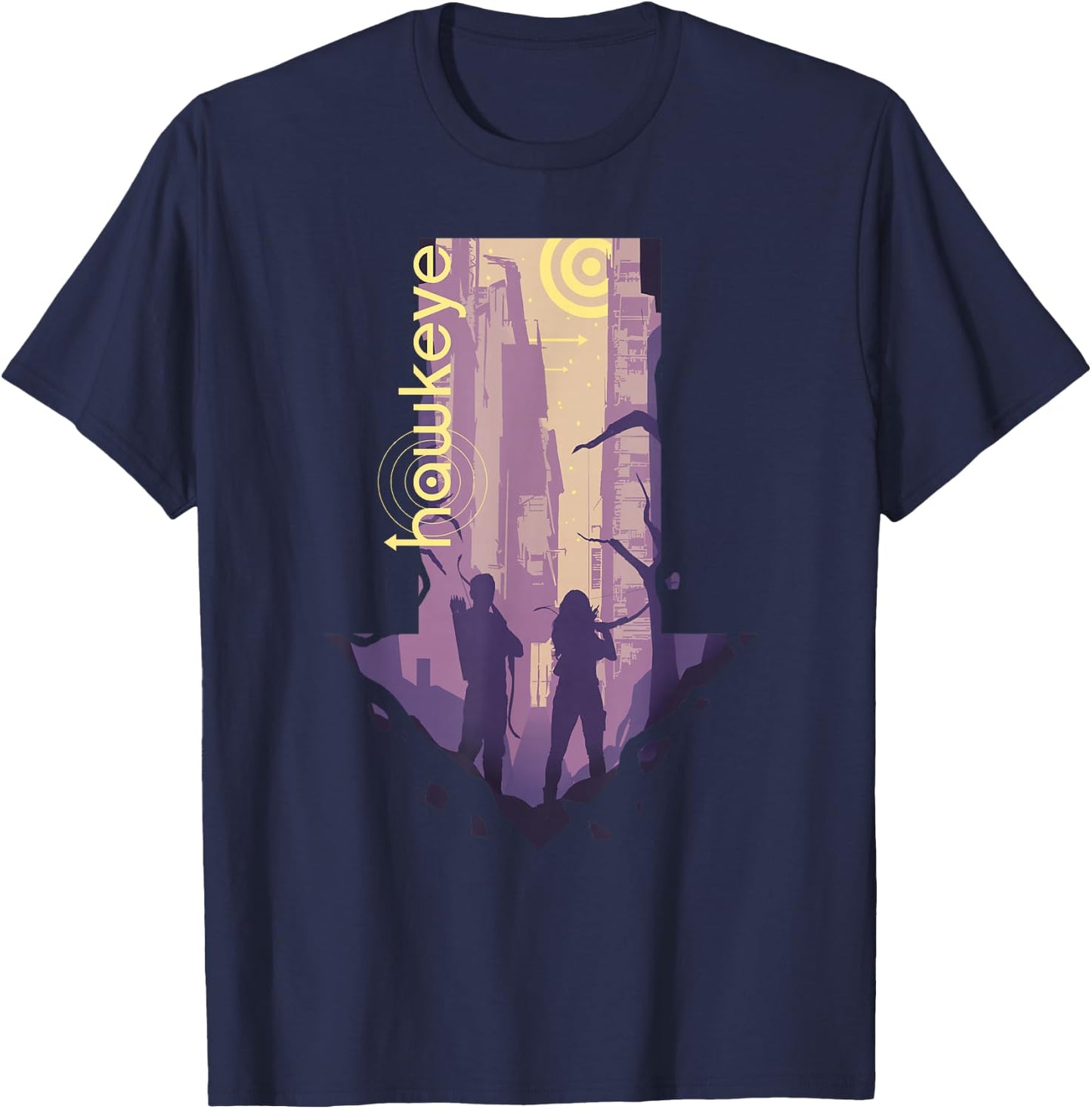 Marvel Hawkeye Group Shot Downwards Arrow Silhouette T-Shirt - T-Shirt | Navy