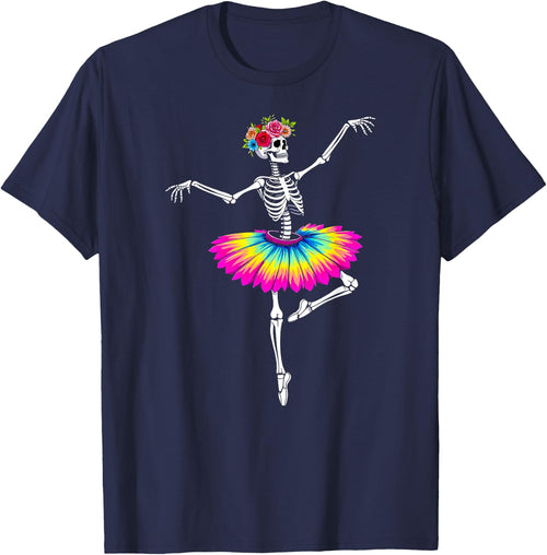 Girls Halloween Dancing Ballet Skeleton Rainbow Ballerina