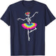 Girls Halloween Dancing Ballet Skeleton Rainbow Ballerina T-Shirt - T-Shirt | Navy