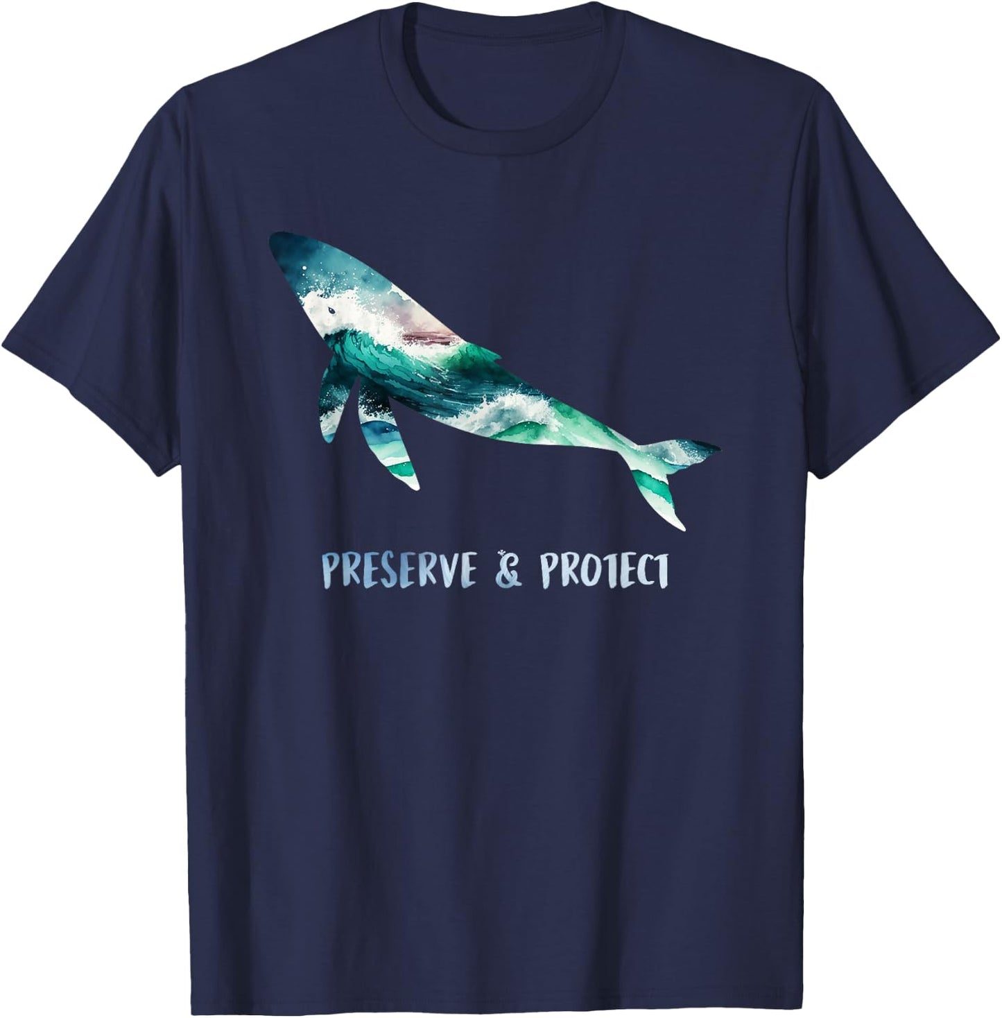 Save the Whales Species Protection and Animal Welfare Awareness T-Shirt - T-Shirt | Navy