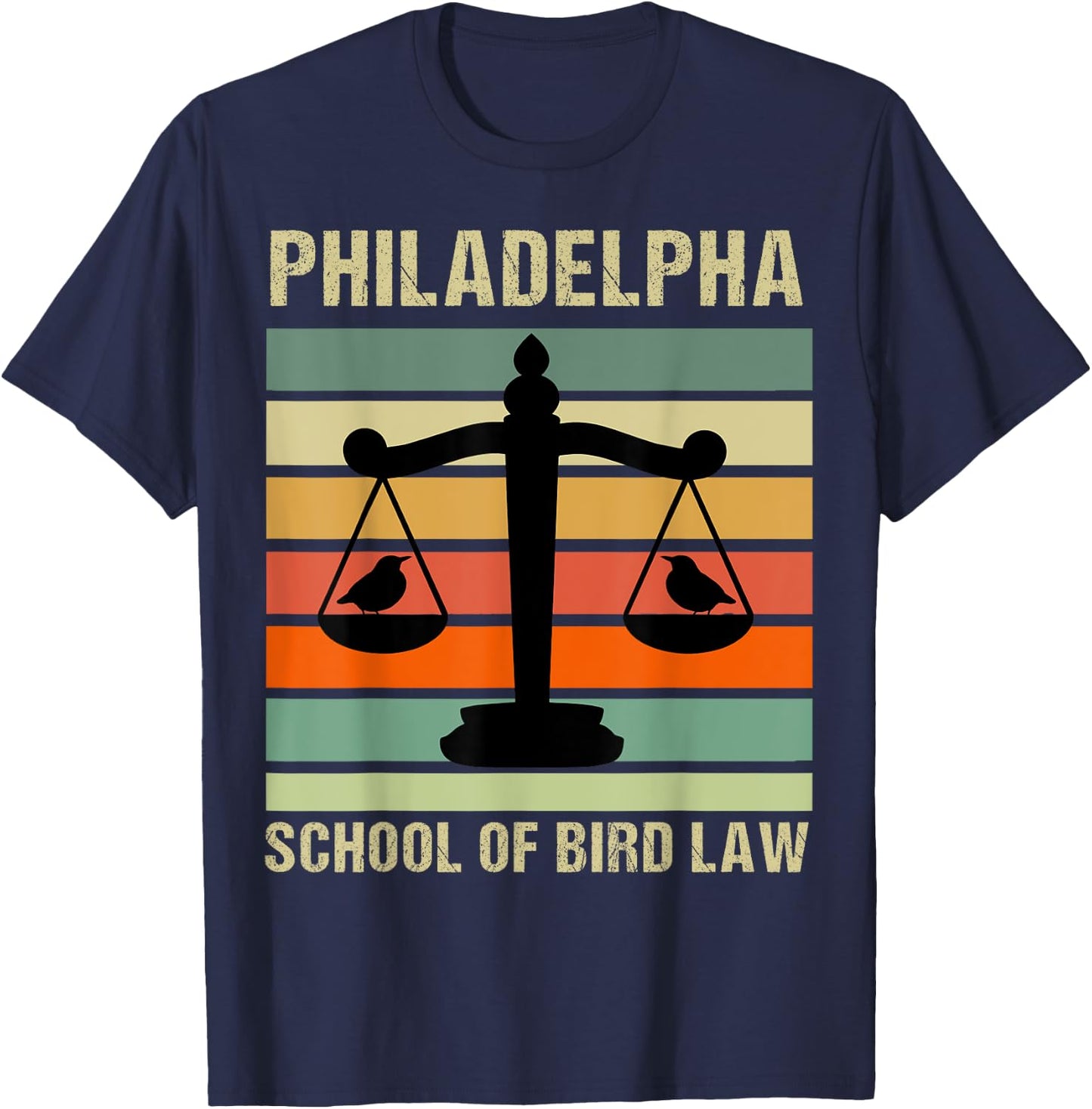Philadelpha School Of Bird Law Retro Vintage T-Shirt - T-Shirt | Navy