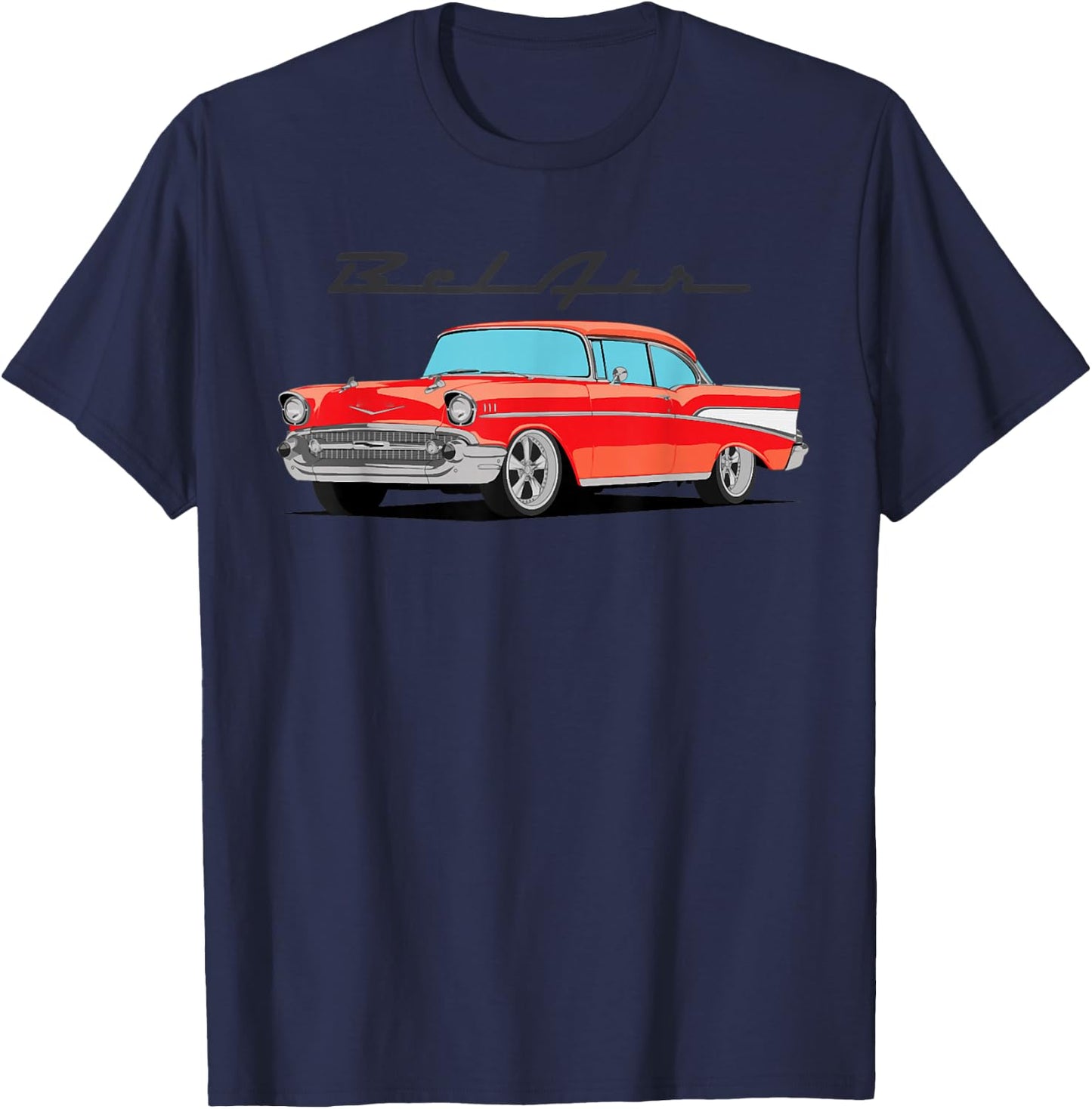 1955 55 56 57 Bel air Vintage Silhouette Classic Old Hot Rod T-Shirt - T-Shirt | Navy