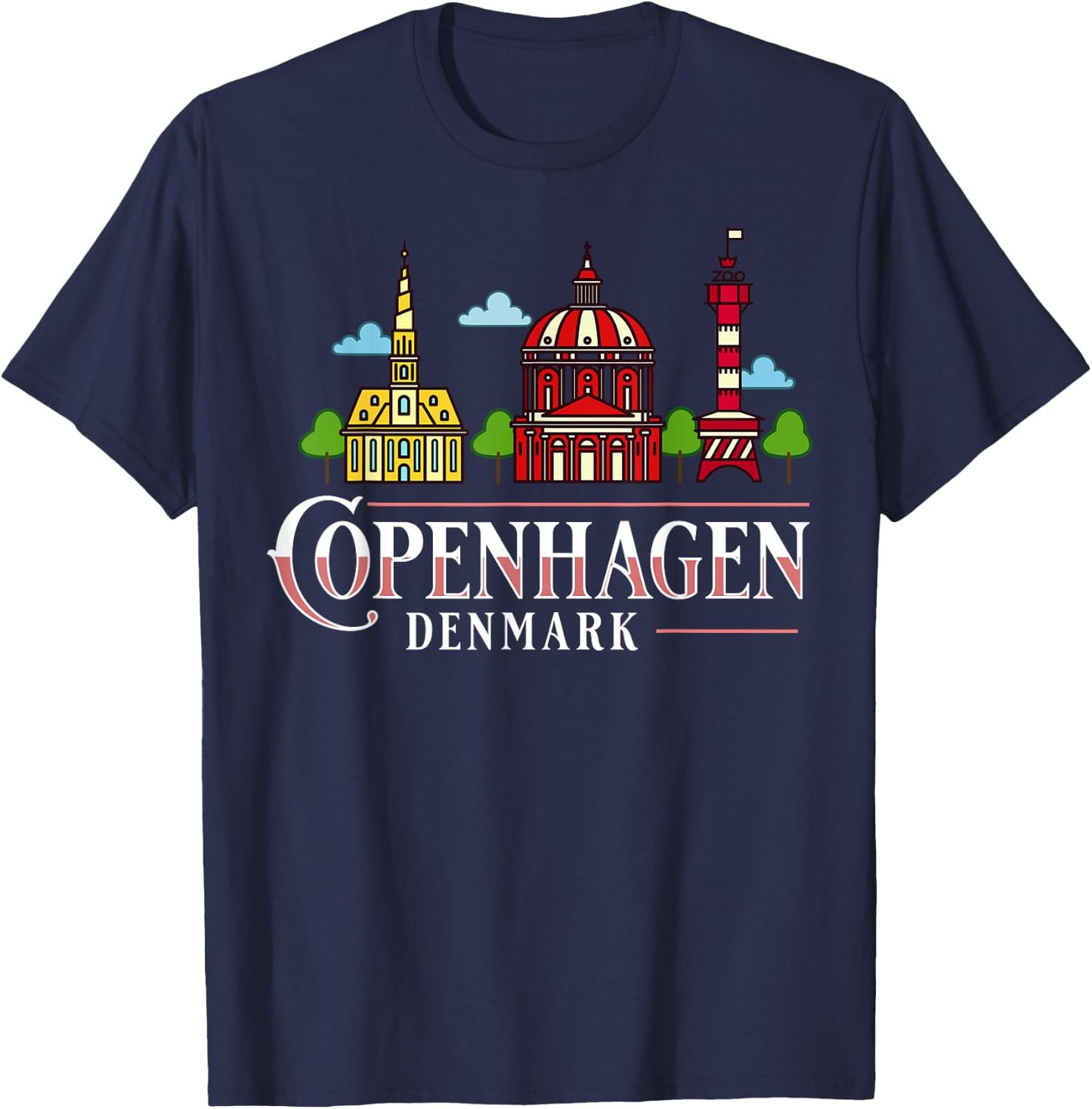 Copenhagen Denmark City Skyline Map Travel T-Shirt - T-Shirt | Navy