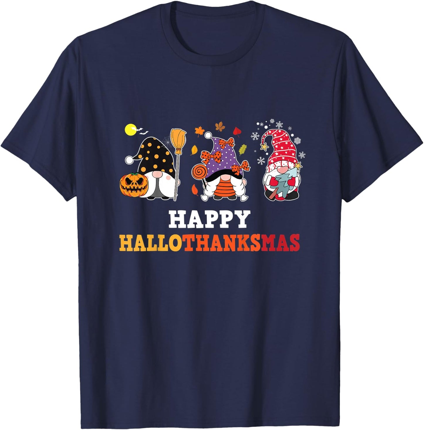 Kids Happy Hallothanksmas Gnomes For Toddler Youth Halloween T-Shirt - T-Shirt | Navy