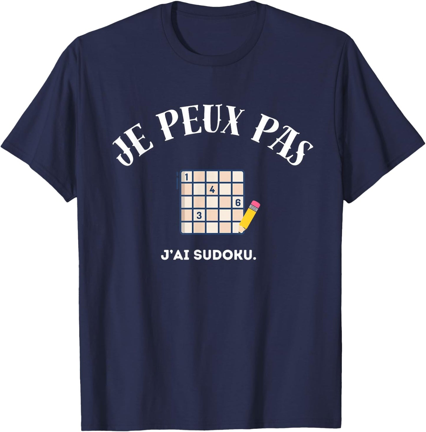 I Can't, I Sudoku , Black, S T-Shirt - T-Shirt | Navy