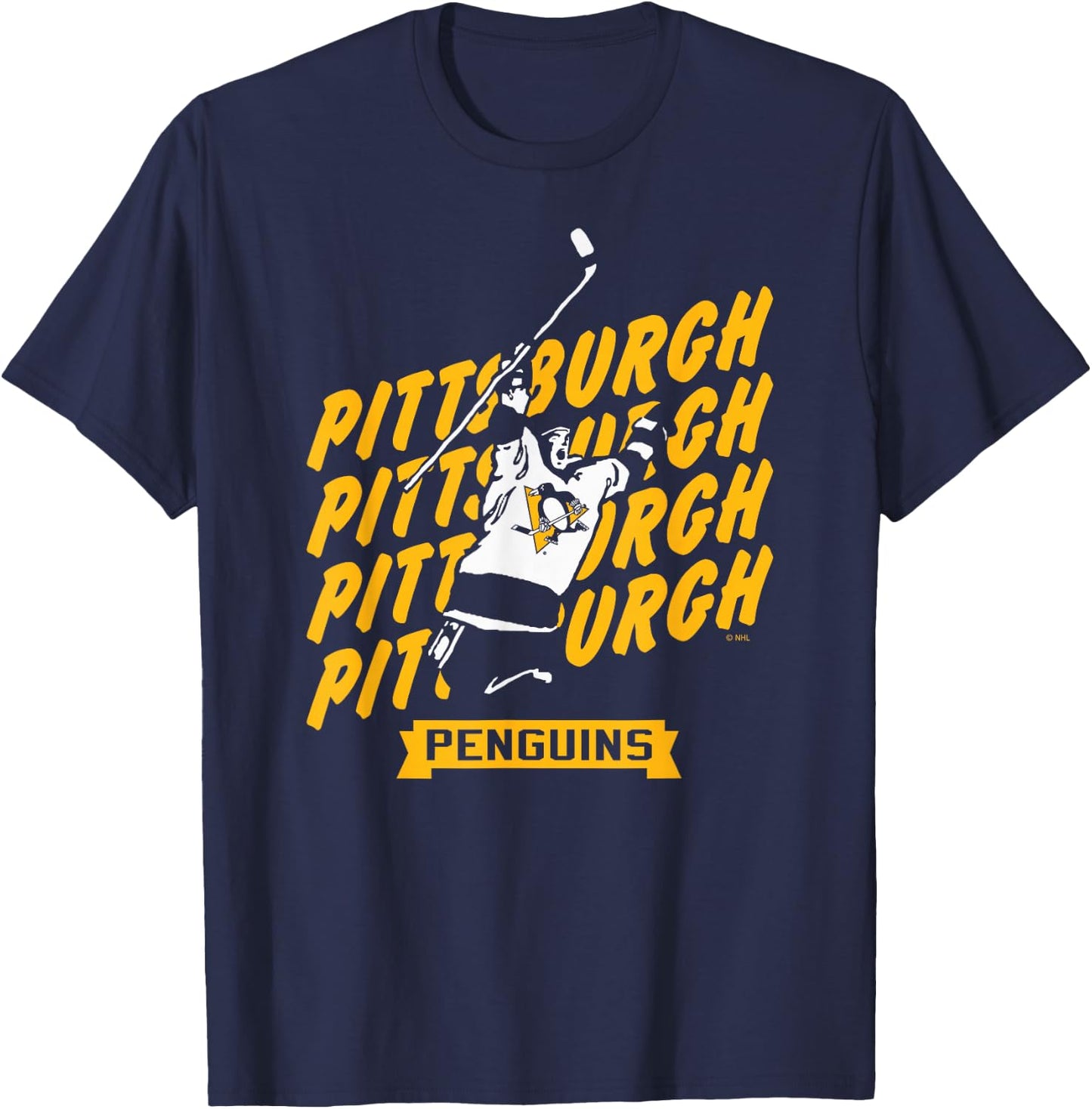 Pittsburgh Penguins Graffiti Black Officially Licensed T-Shirt - T-Shirt | Navy