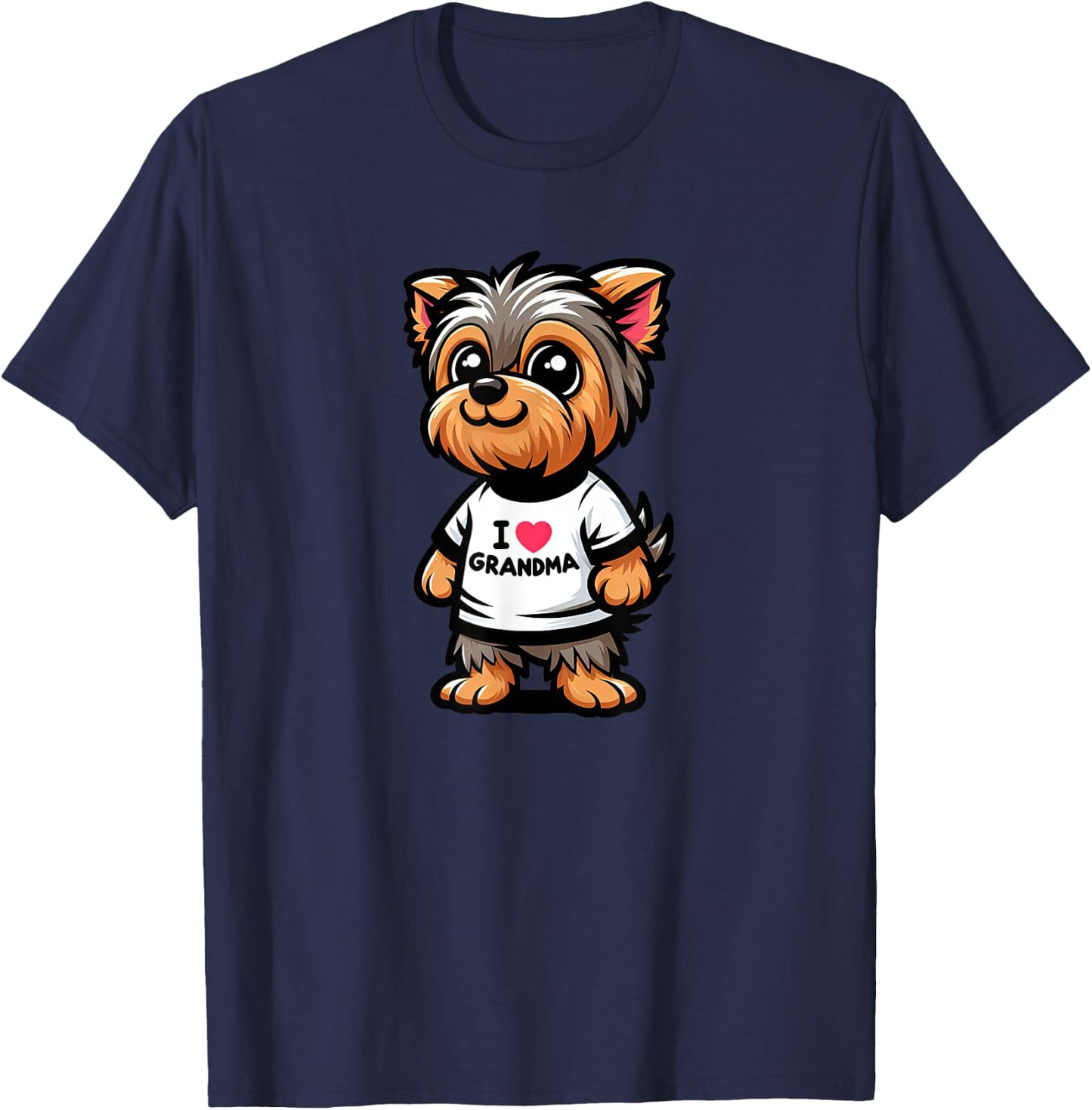 Yorkshire Terrier I Love Grandma Funny Dog Grandmother T-Shirt - T-Shirt | Navy