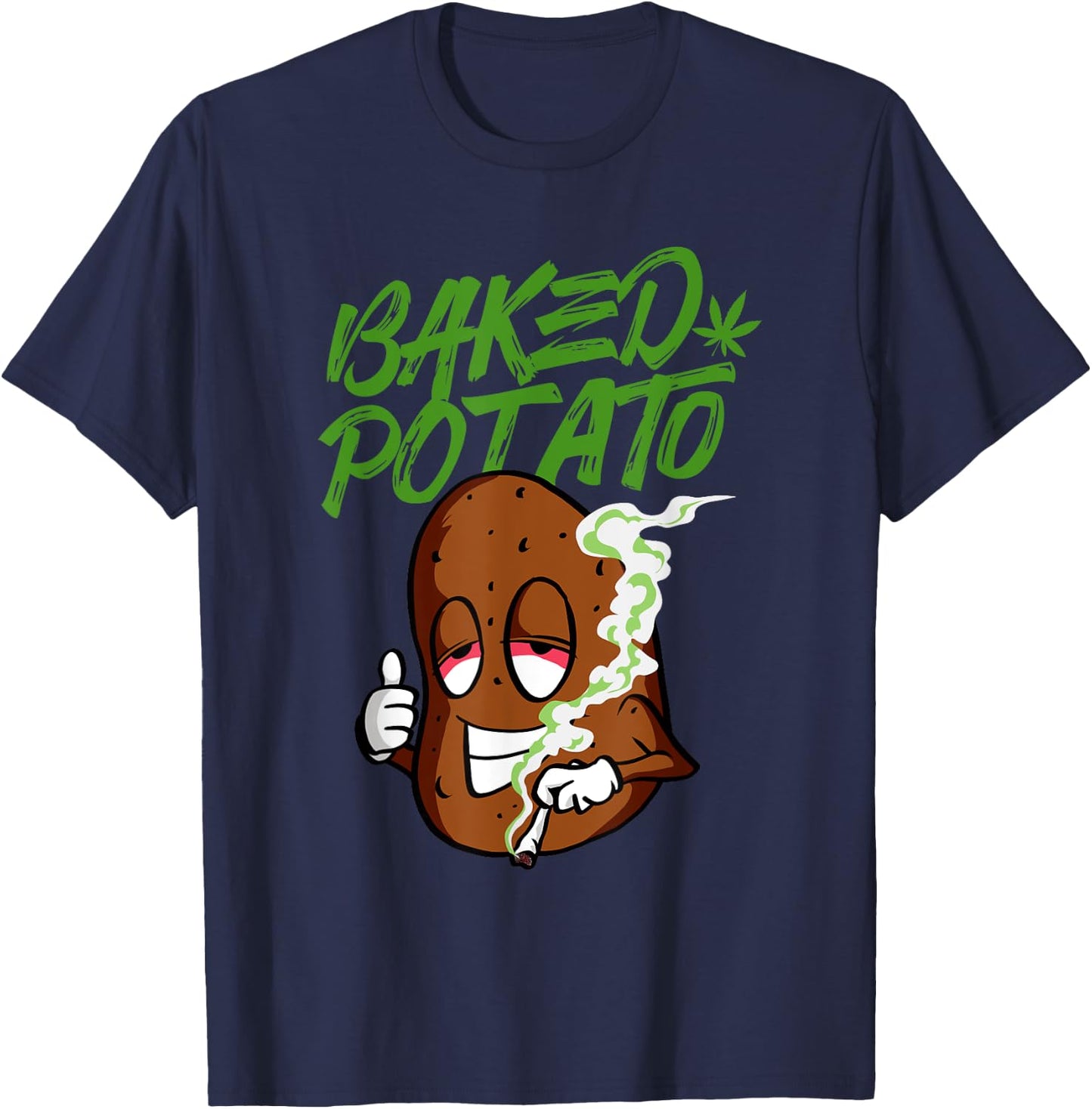 Funny Stoner Baked Potato Marijuana T-Shirt - T-Shirt | Navy