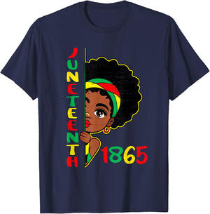 Girls Juneteenth 1865 Freedom African June 19th Princess Kid T-Shirt - T-Shirt | Navy