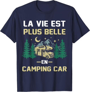 Camping-car humour, la vie est plus belle en camper van T-Shirt - T-Shirt | Navy