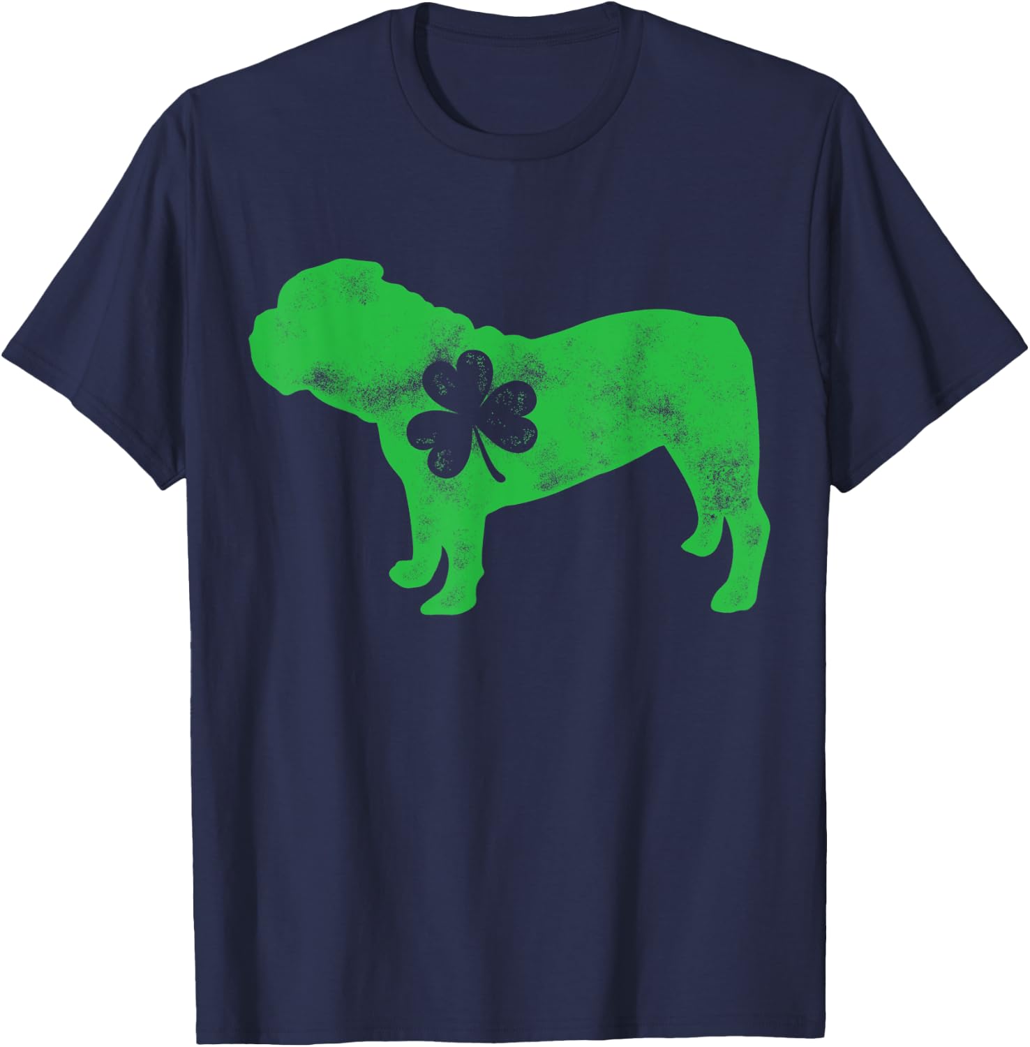 English Bulldog St Patricks Day Men Women Shamrock Dog Lover T-Shirt - T-Shirt | Navy
