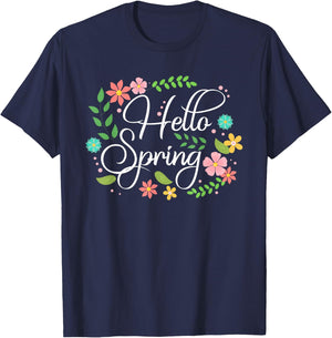 Hello Spring Flowers Costume Floral First day of Spring T-Shirt - T-Shirt | Navy