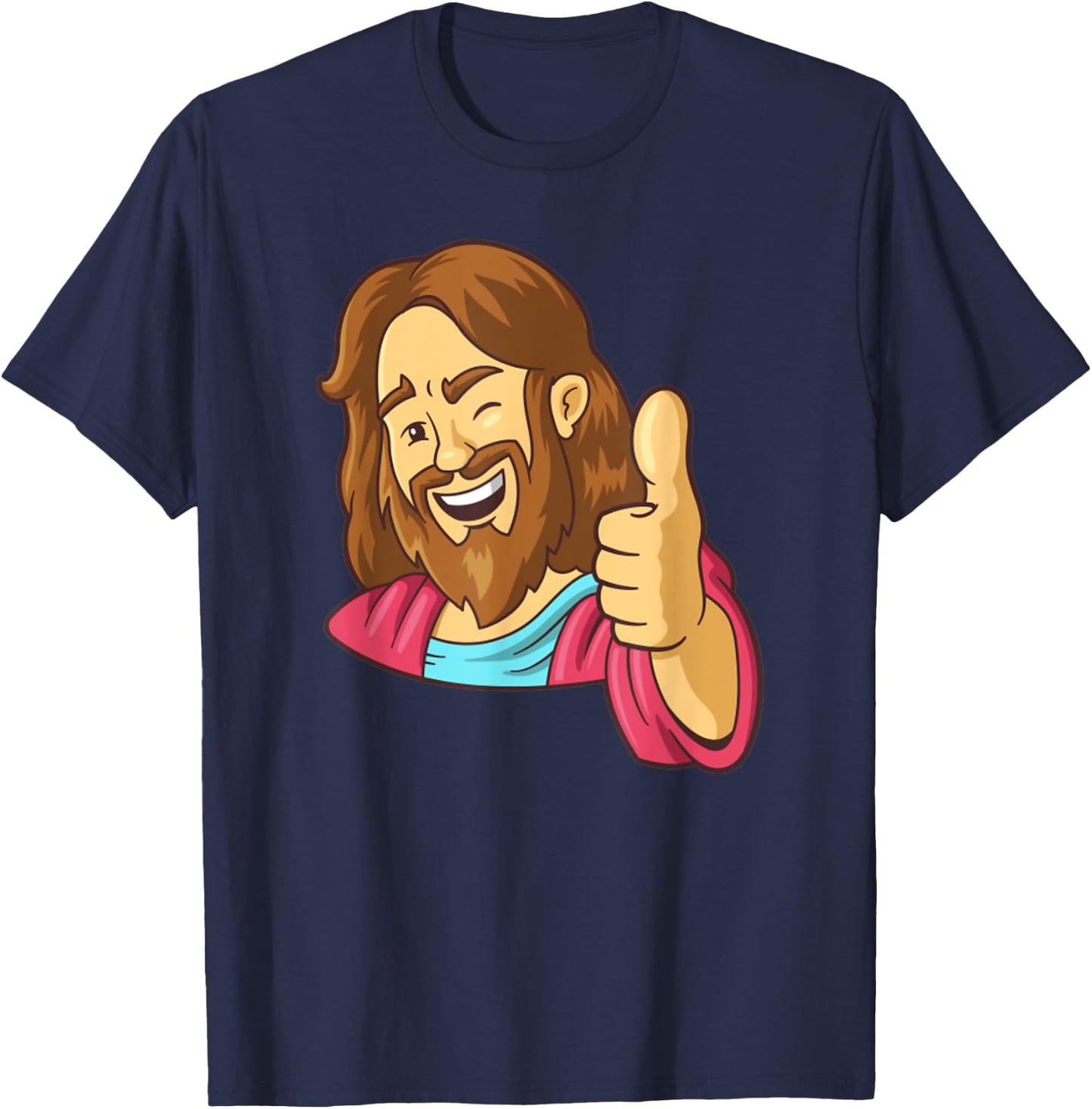 Jesus Christ Thumbs Up Funny Jesus Meme T-Shirt - T-Shirt | Navy