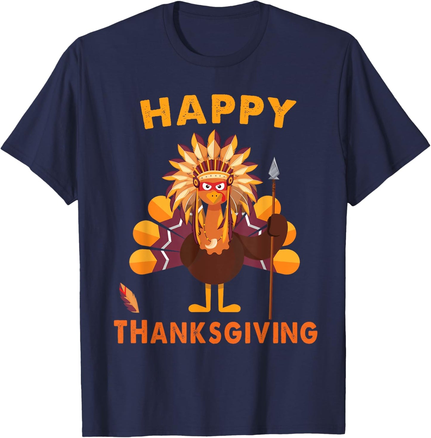 Native American Indian turkey Happy Thanksgiving day gift T-Shirt - T-Shirt | Navy