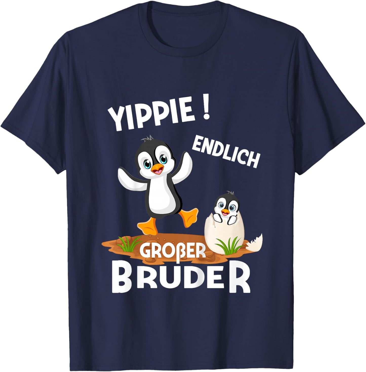 Kinder Endlich Großer Bruder Sohn Geschwister Pinguin T-Shirt - T-Shirt | Navy