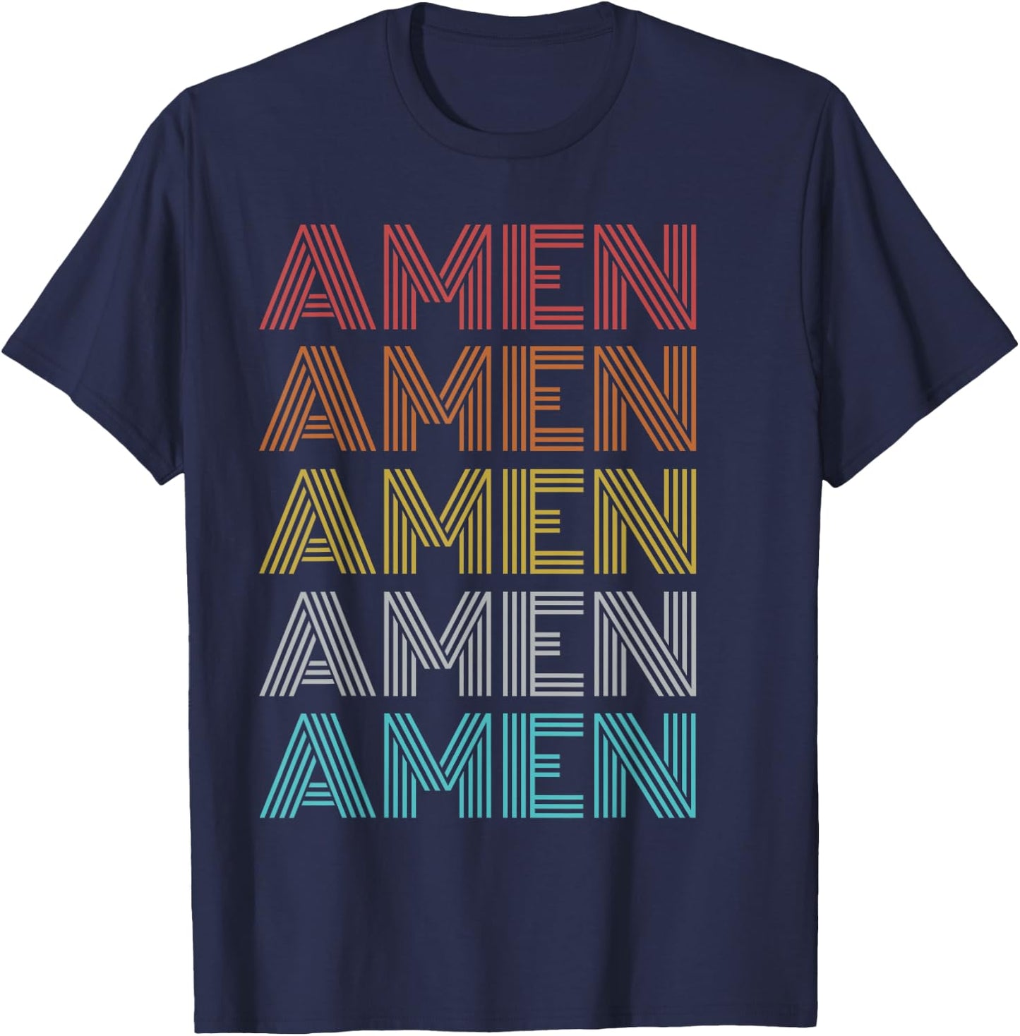 Retro Vintage Amen T-Shirt - T-Shirt | Navy