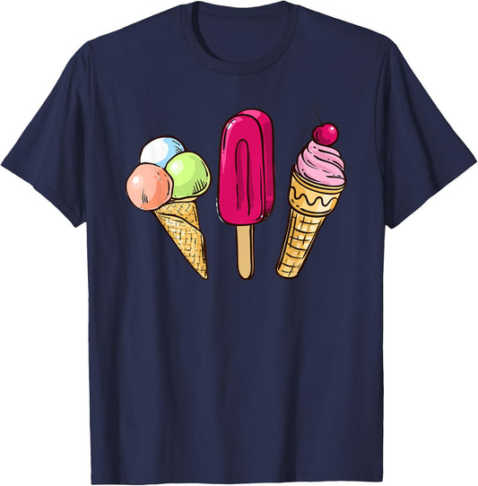 Ice Lover Gelato Cup Ice Cream Cone Summer Food , black T-Shirt - T-Shirt | Navy