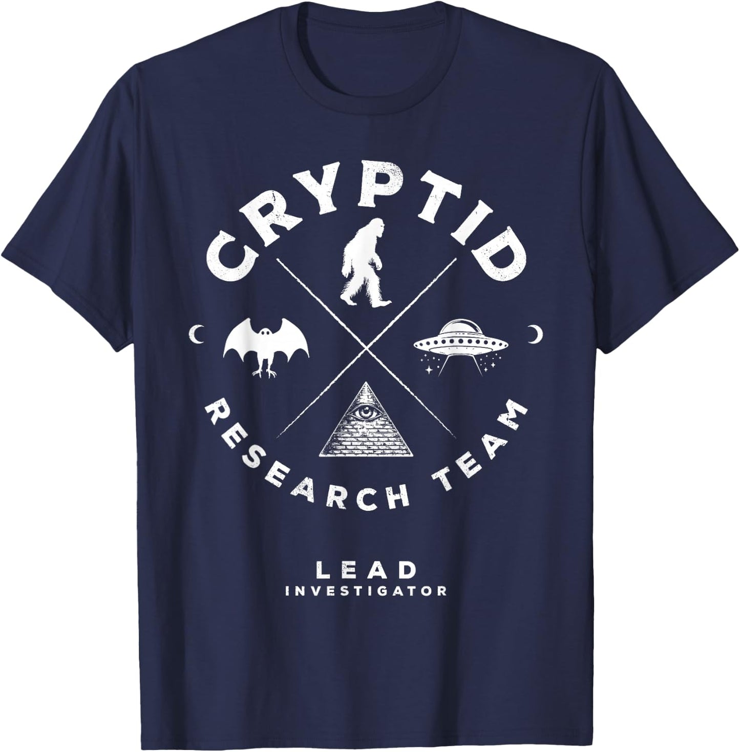 Cryptid Research Team - Lead Investigator Fortean Researcher T-Shirt - T-Shirt | Navy