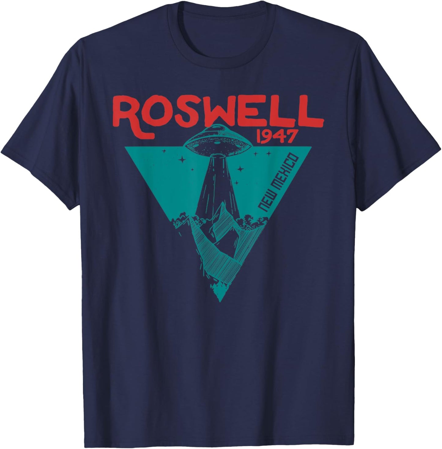 Roswell New Mexico 1947 Ufo Beam Flying Road Vintage T-Shirt - T-Shirt | Navy