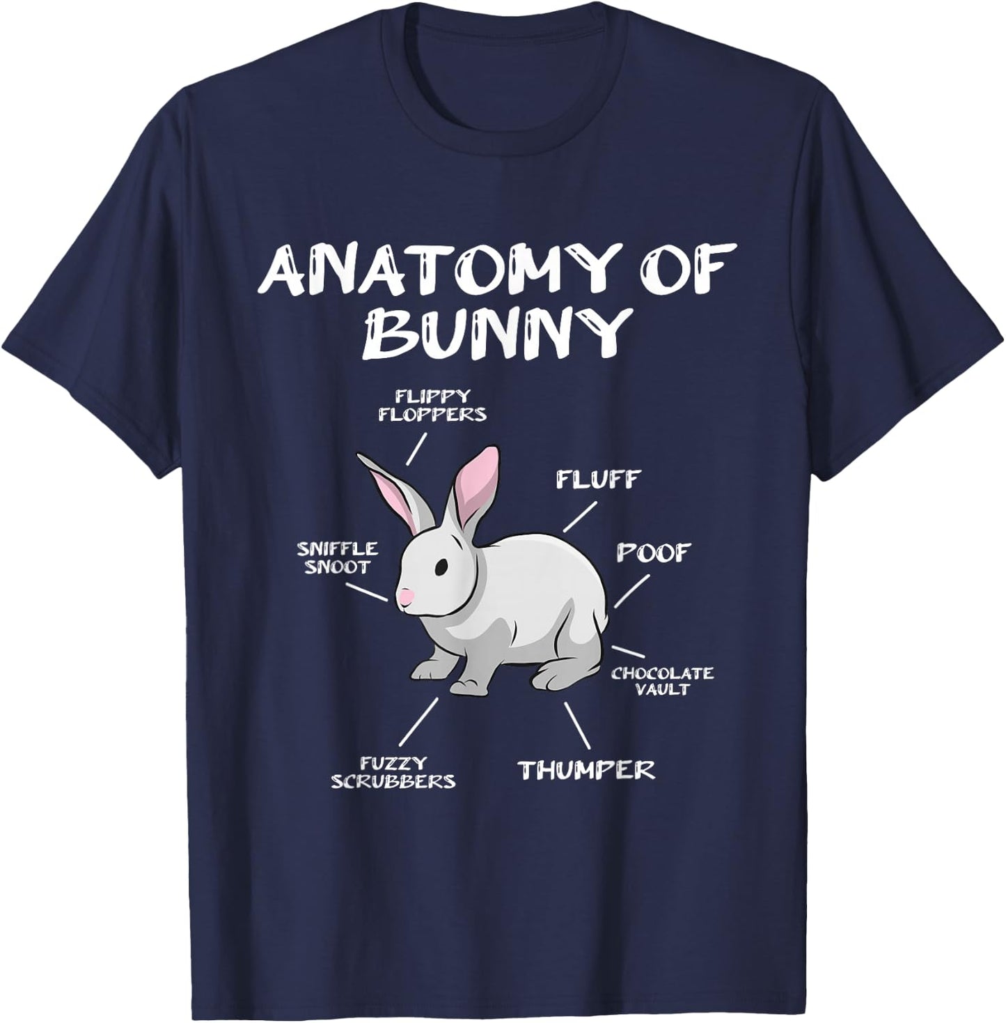 Funny Bunny Rabbit Anatomy Cute Rabbit Humor Joke T-Shirt - T-Shirt | Navy
