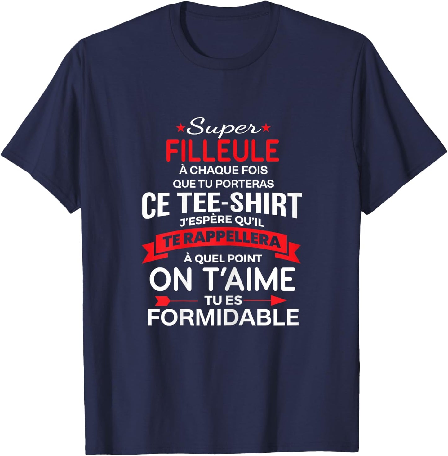 Super Filleule on t'aime gift woman girl , Black T-Shirt - T-Shirt | Navy