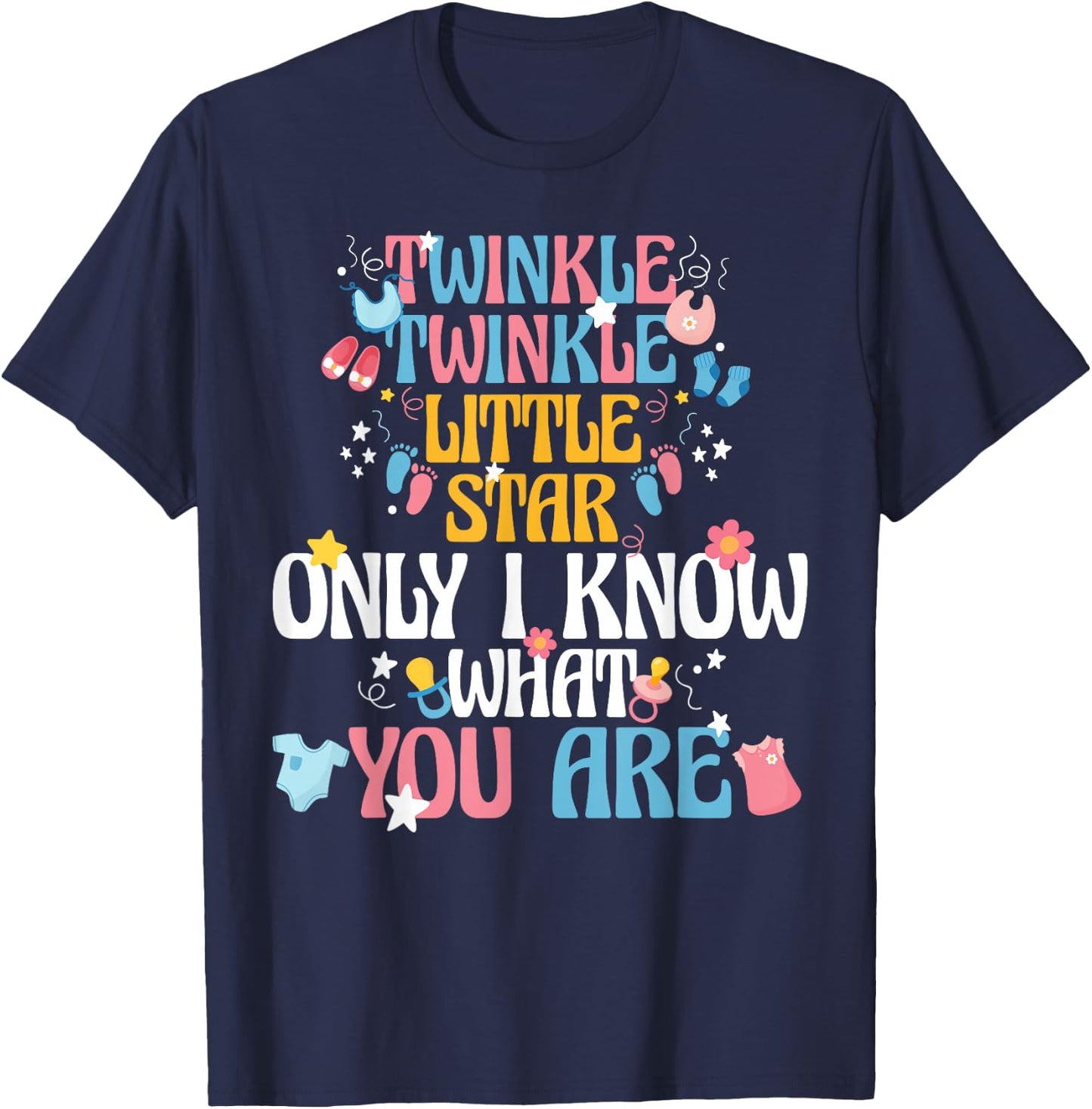 Twinkle Twinkle Little Star Gender Reveal Mom Dad Keeper T-Shirt - T-Shirt | Navy