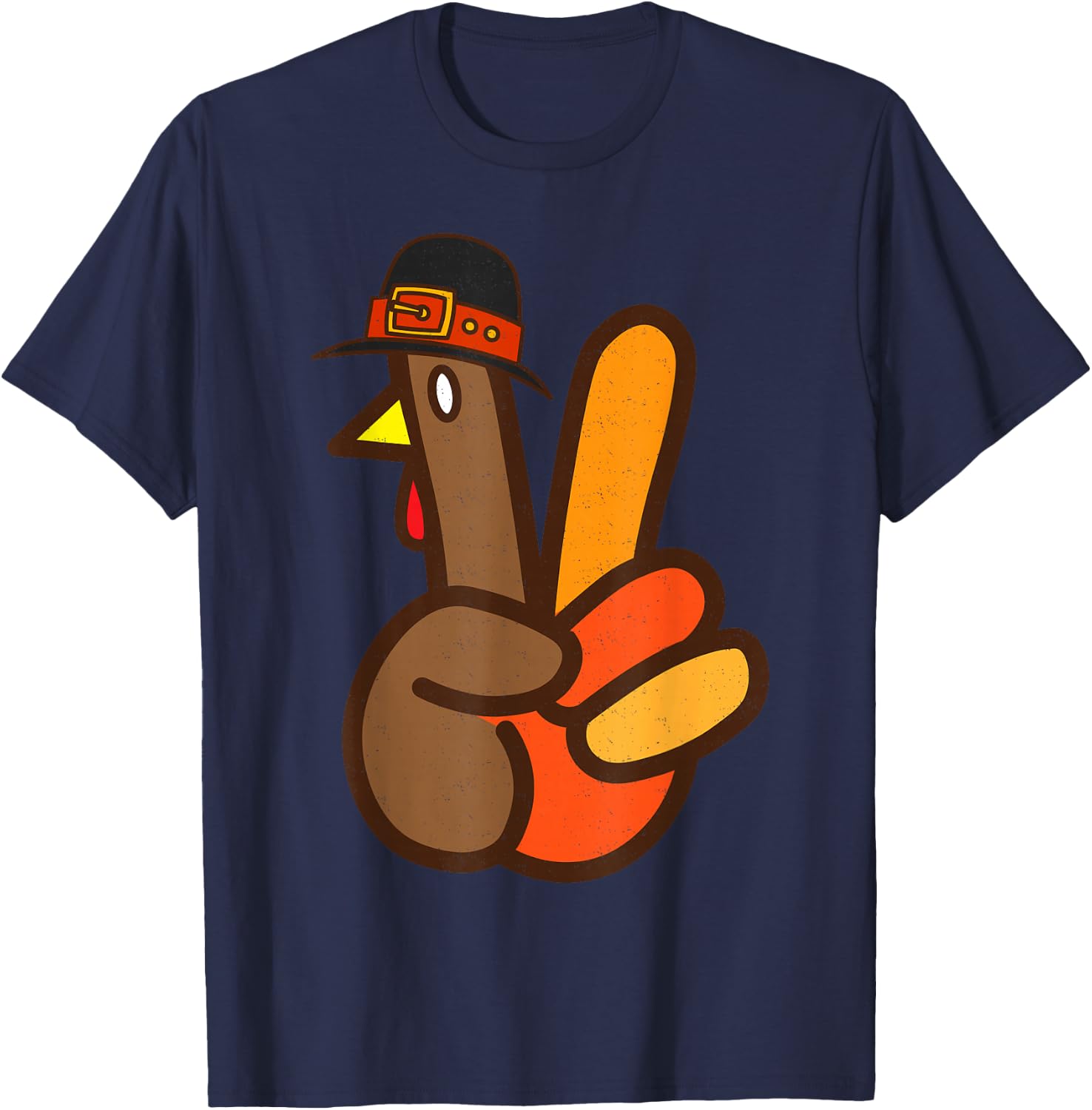 Cool Peace Sign Turkey Hand Thanksgiving Hippie Men Women T-Shirt - T-Shirt | Navy