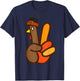 Cool Peace Sign Turkey Hand Thanksgiving Hippie Men Women T-Shirt - T-Shirt | Navy