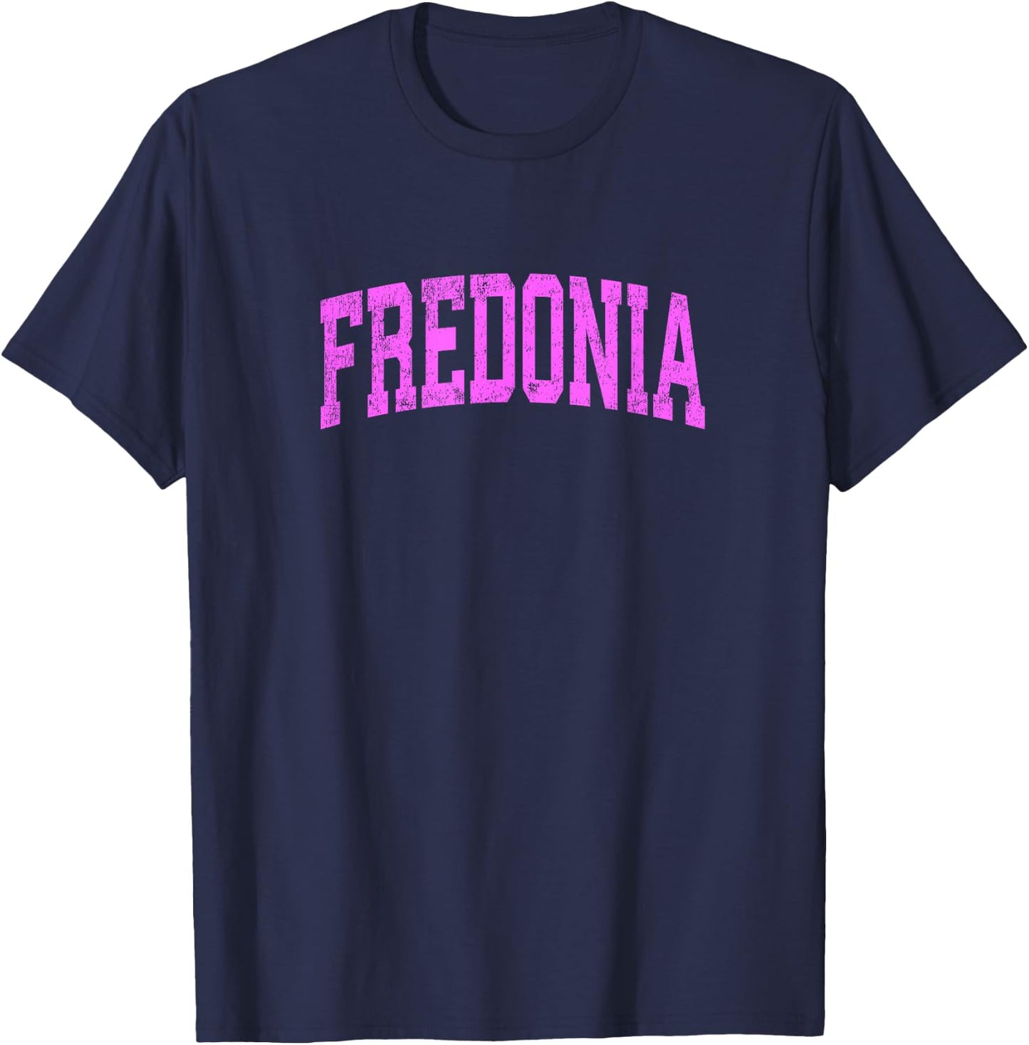 Fredonia New York NY Vintage Athletic Sports Pink Design T-Shirt - T-Shirt | Navy