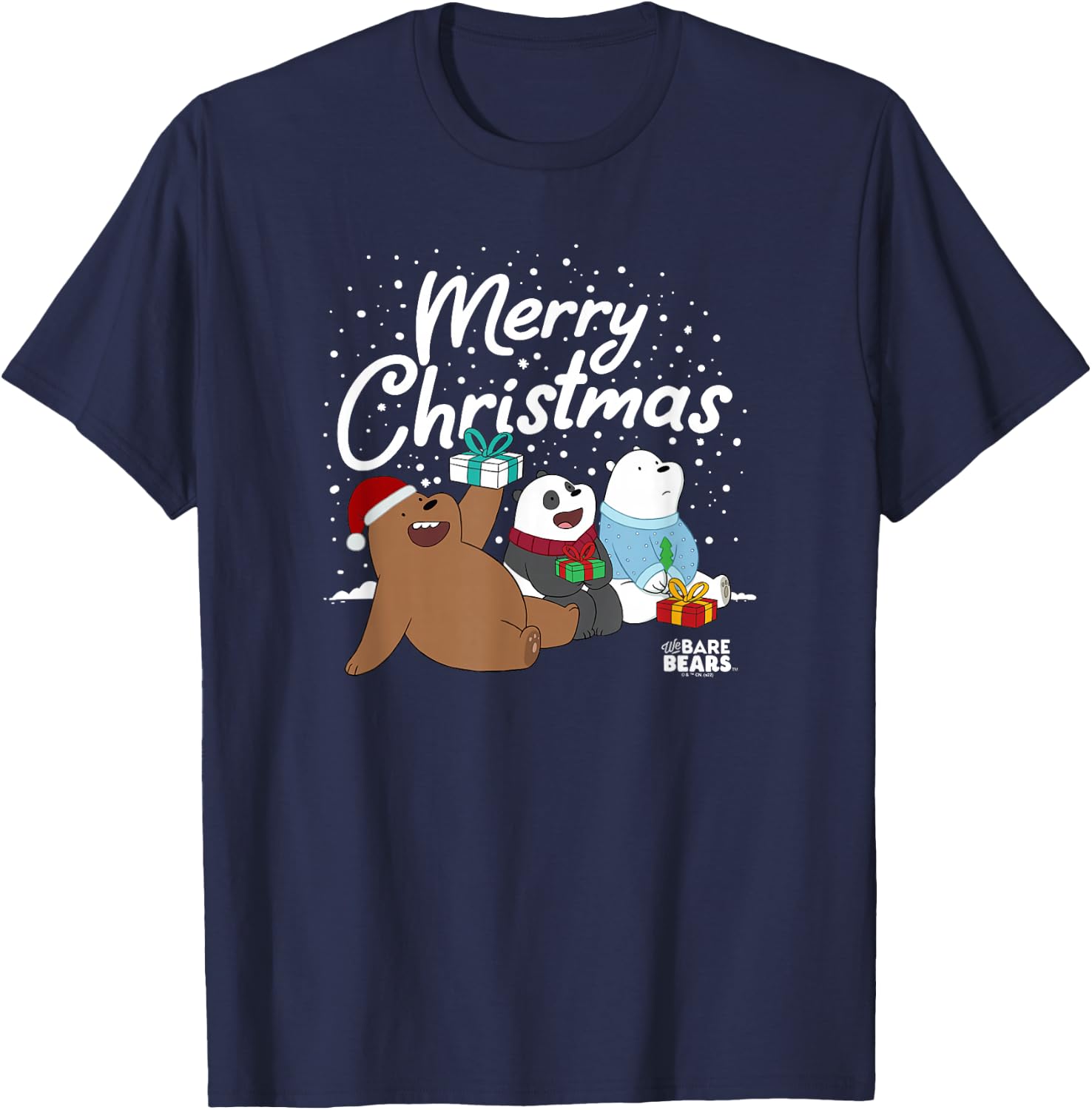 We Bare Bears Christmas Present Friends T-Shirt - T-Shirt | Navy