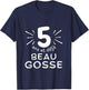Child 5 years old and already handsome kid. phrase humor for gift boy , Black, 2 T-Shirt - T-Shirt | Navy