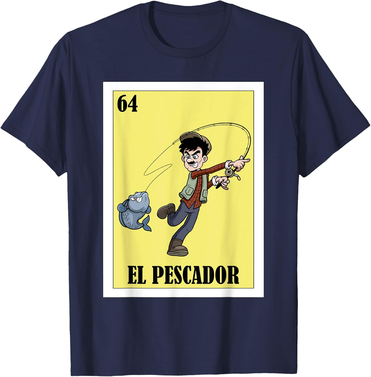 Funny Mexican Design for Fisherman El Pescador T-Shirt - T-Shirt | Navy