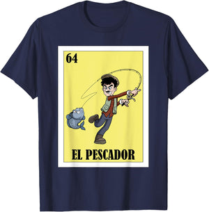 Funny Mexican Design for Fisherman El Pescador T-Shirt - T-Shirt | Navy