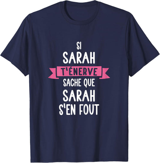 Gift Woman Humour Name Personalised Sarah , Black T-Shirt - T-Shirt | Navy