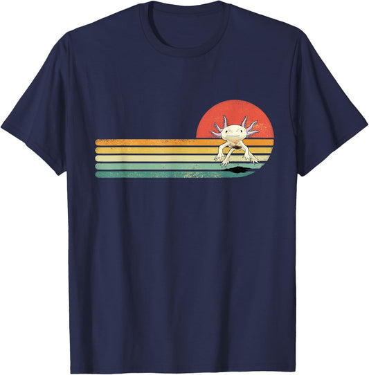 Axolotl Shirt Retro Style Animal Amphibian Pet Axolotl Lover T-Shirt - T-Shirt | Navy