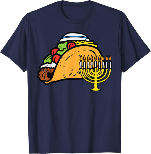 Hanukkah Taco Funny Chanukah Mexican Food Men Women Kids T-Shirt - T-Shirt | Navy