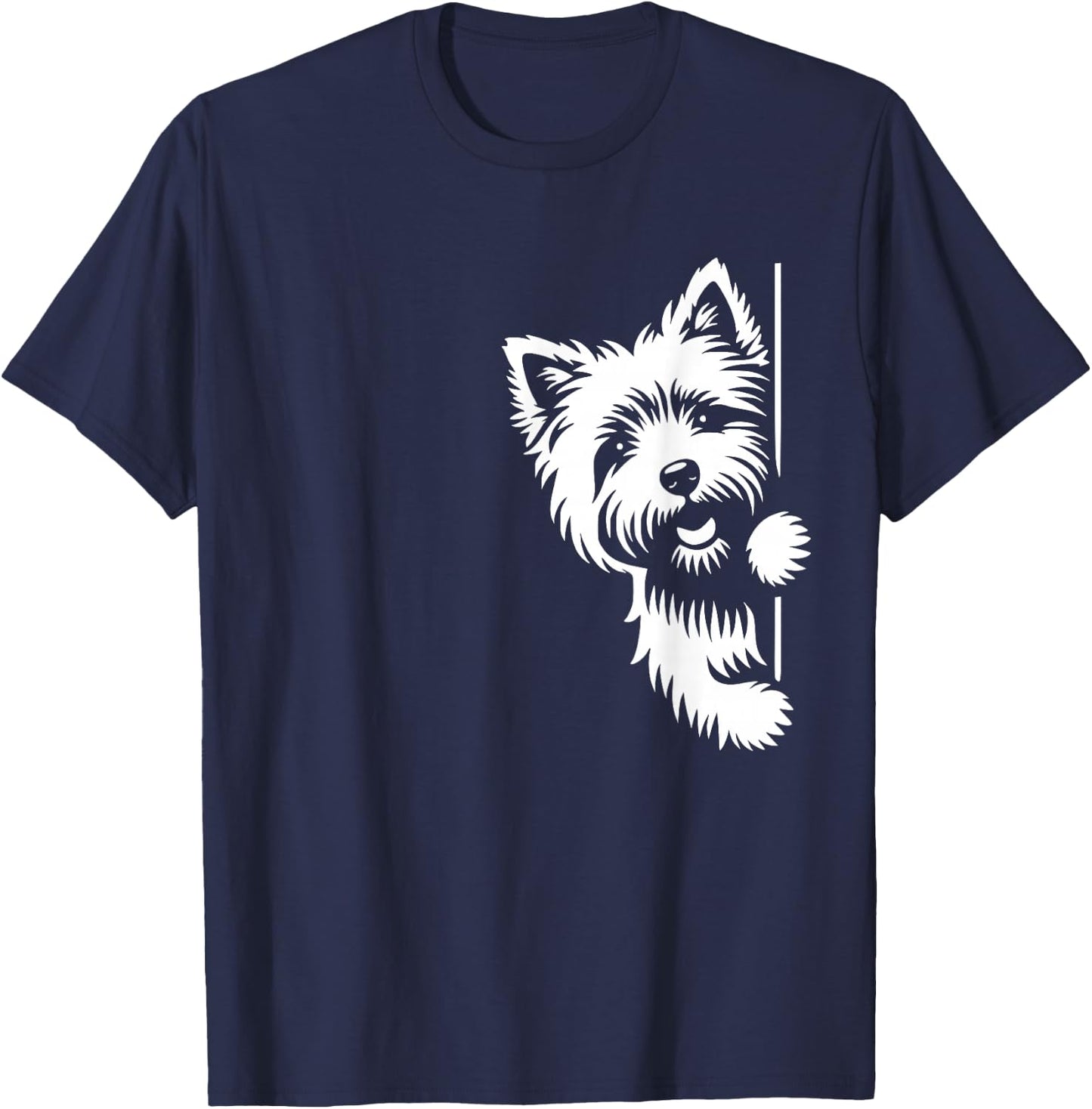 Cute Cairn Terrier Dog Peering Graphic Design T-Shirt - T-Shirt | Navy