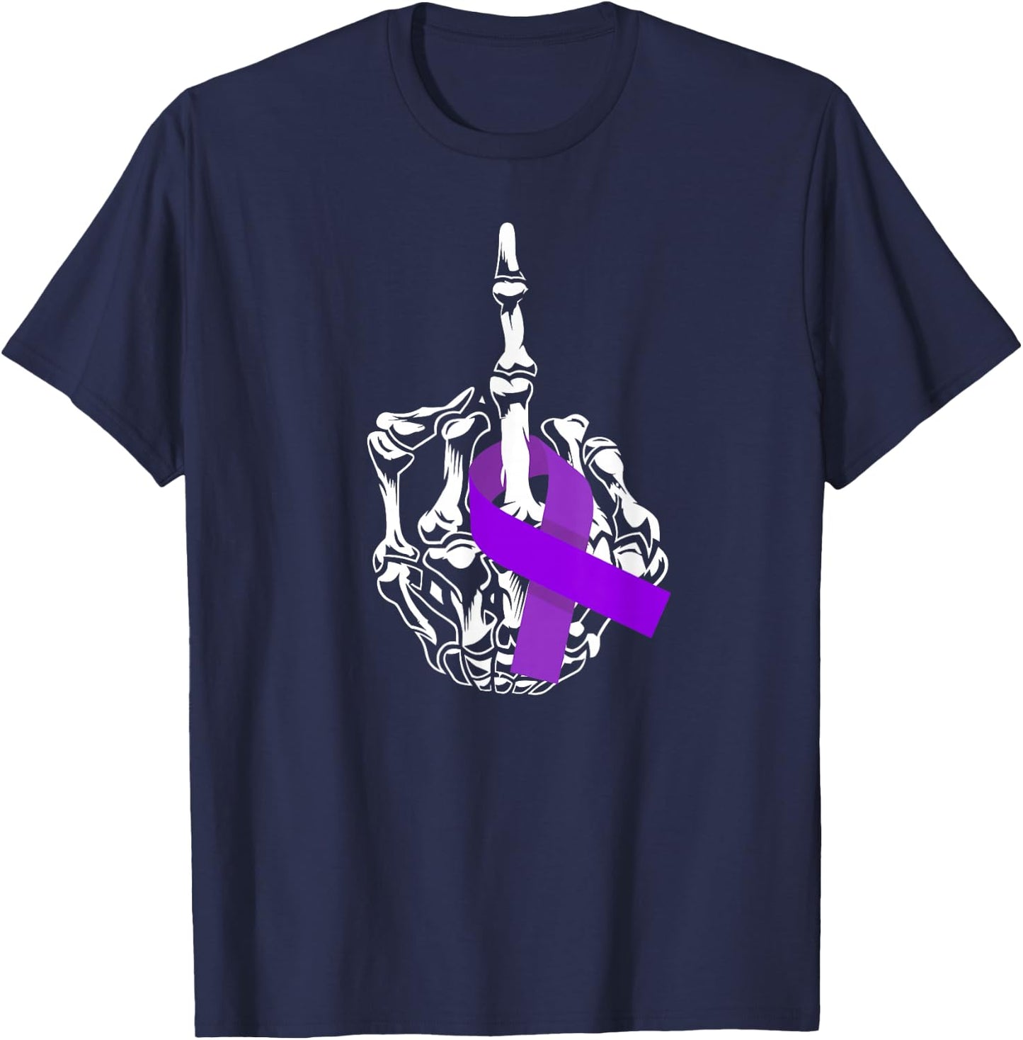 Fuck Pancreatic Cancer Middle Finger Pancreatic Cancer T-Shirt - T-Shirt | Navy