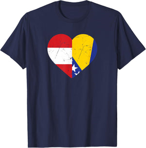 Österreichische Flagge Bosnische Flagge Österreich Bosnien T-Shirt - T-Shirt | Navy